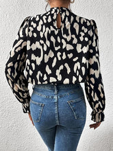 Elegant Mock Neck Ruffle Top unique Print– Women's Stylish Statement Blouse Full Sleeve